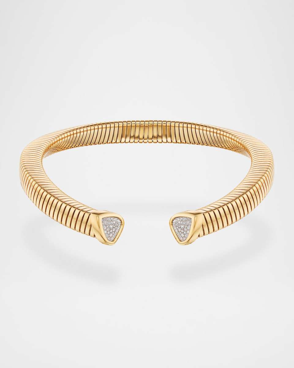 Trisola 18K Yellow Gold Diamond Pave Collar Necklace
